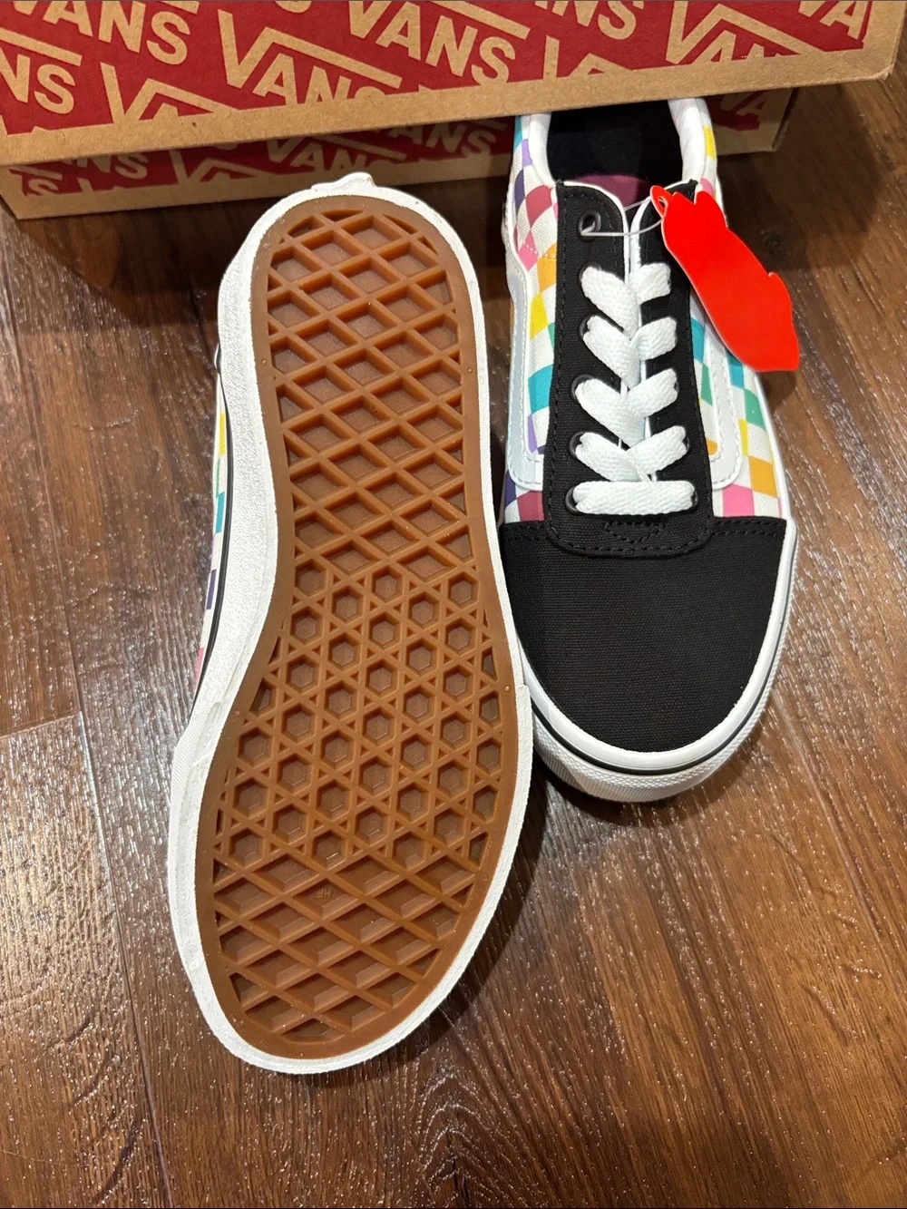 Vans Black Low-Top Sneakers with Multicolor Checkerboard size 13 NEW